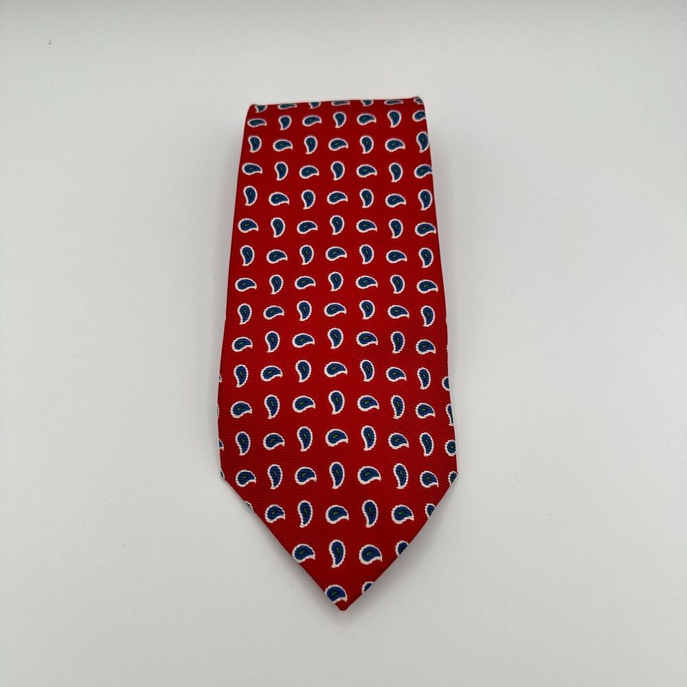 Polo Ralph Lauren Necktie Red Blue‎ Small Paisley Silk Luxury Preppy Wedding